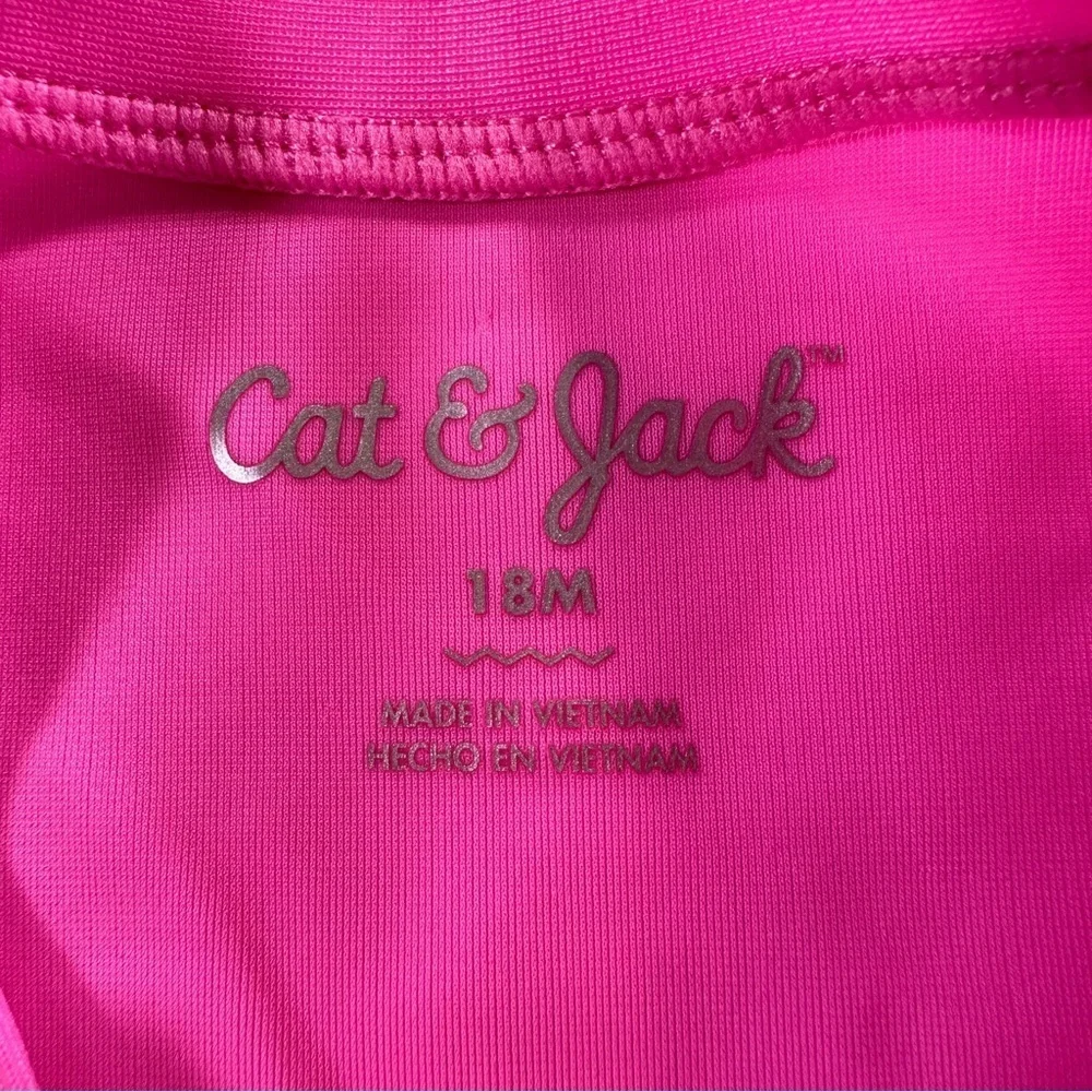 Cat & Jack Pink Floral Kids Swim Rashguard Set Sz18M